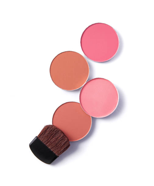 blush o polvere per il viso isolati su bianco - make up brush make up isolated cosmetics foto e immagini stock