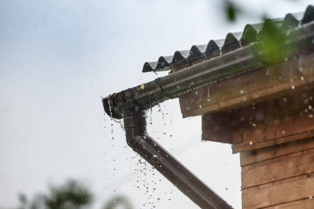 istock rain flows down from the roof. Close-up. The rainy season 849078672