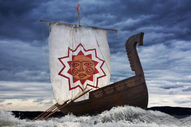 istock Ancient sailing ship in the severe sea 849088632