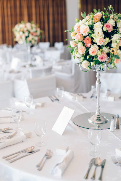istock Beautiful wedding tables and rosest 849098668