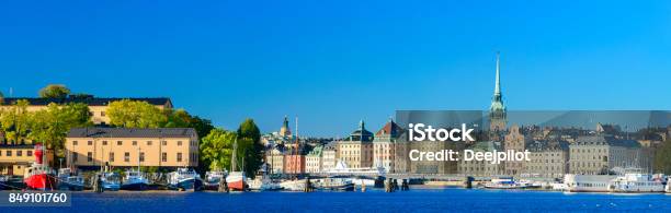 Gamla Stan City Skyline In Stockholm Sweden Stock Photo - Download Image Now - Blue, Capital Cities, Cathedral