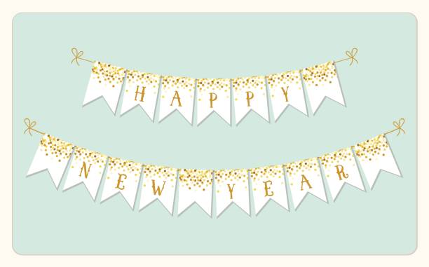 istock Festive luxury banner Happy New Year with glamour golden glitter confetti 849106956