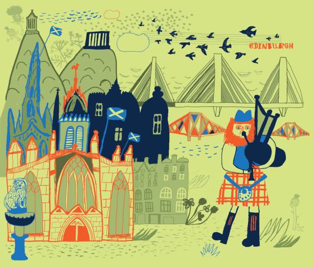 ilustraciones, imágenes clip art, dibujos animados e iconos de stock de edinburgh en escocia - scotland texas