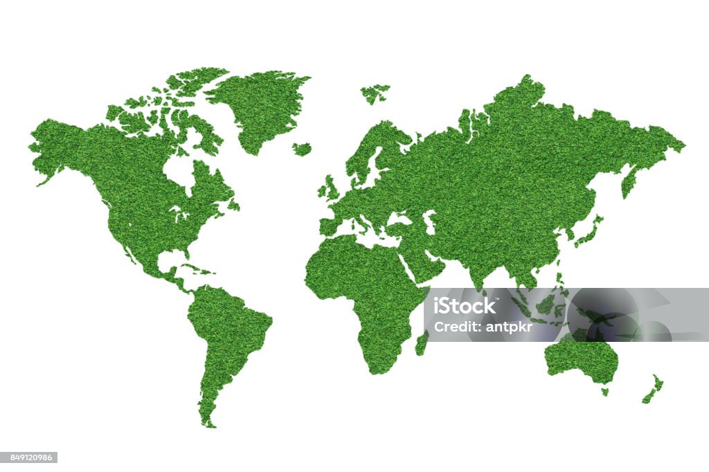 green world map isolated on white background Abstract Stock Photo