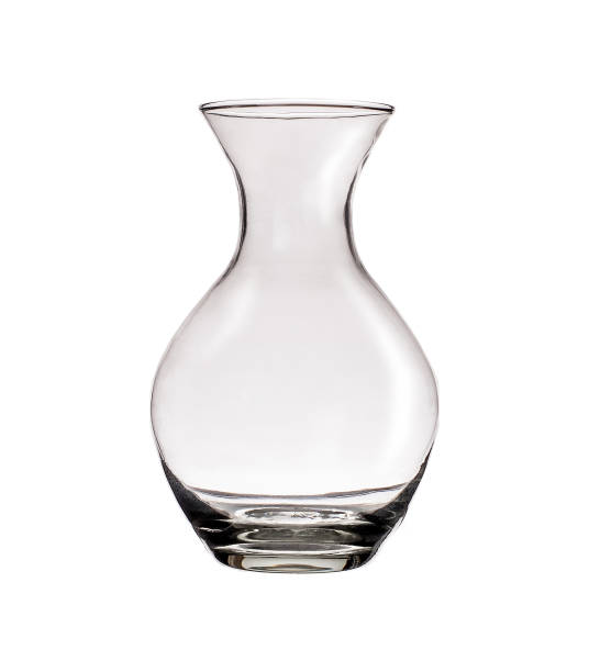 白い背景に分離された透明なガラスの花瓶 - vase ストックフォトと画像