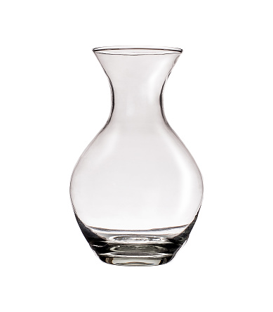 Clear glass vase isolated on a white background