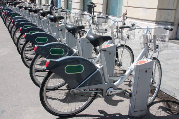 istock Bicycles parked at a bike sharing station 849124880