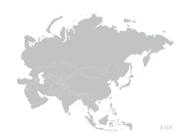 Vector illustration of Map of Asia continent.
