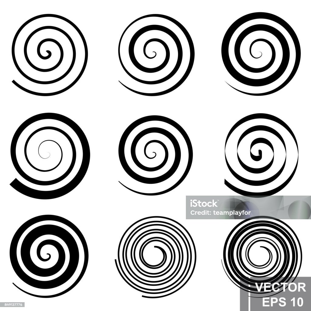 Sistema de espiral. Silueta. El negro. Un círculo. La forma. Para su diseño. - arte vectorial de Espiral libre de derechos