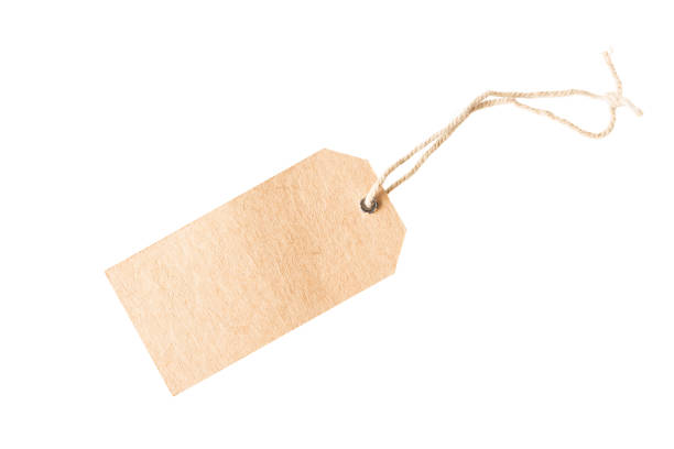 istock Blank brown cardboard price tag or label with thread isolated white background. 849140040