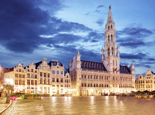 istock Brussels - Grand place at night, nobody, Belgium 849140164