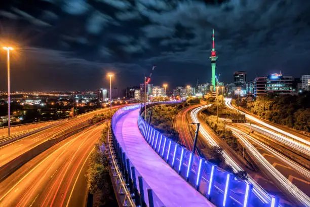 Photo of Auckland city night skyline, New Zealand