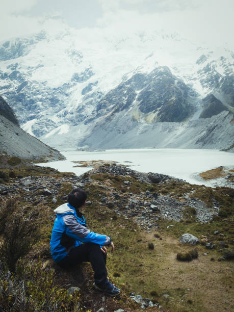 istock Mountain hiker traveling in wilderness landscape. 849142036