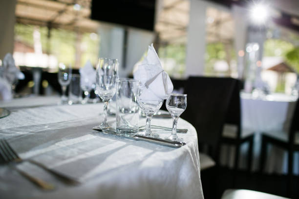 istock Beautifully organized event - served banquet tables ready for guests 849143224