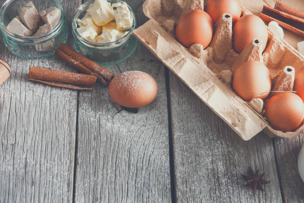 istock Ingredients for making dough - butter, yeast and eggs 849163250