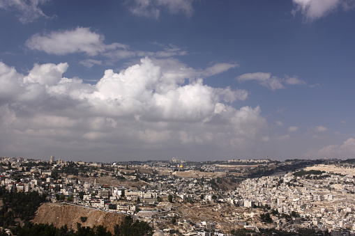 Scenic panoramic view of the medina of Fes, seen from the Marinid tombs, Morocco