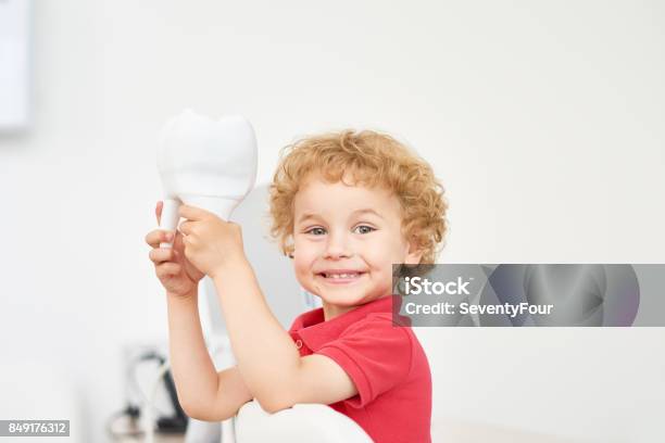 Smiling Toddler At Dental Office Stock Photo - Download Image Now - Child, Dentist, Dental Cavity