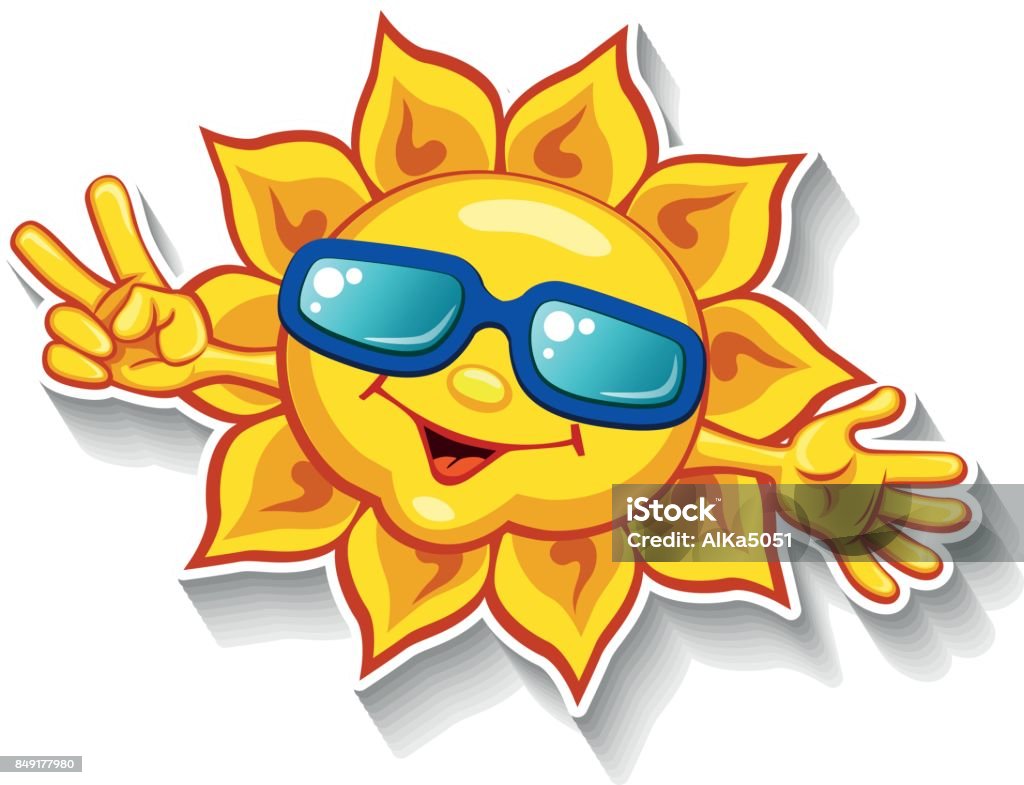 Ilustración de Dibujos Animados De Sol Gafas De Sol Mostrando Signo De  Victoria Con Los Dedos y más Vectores Libres de Derechos de Alegre - iStock