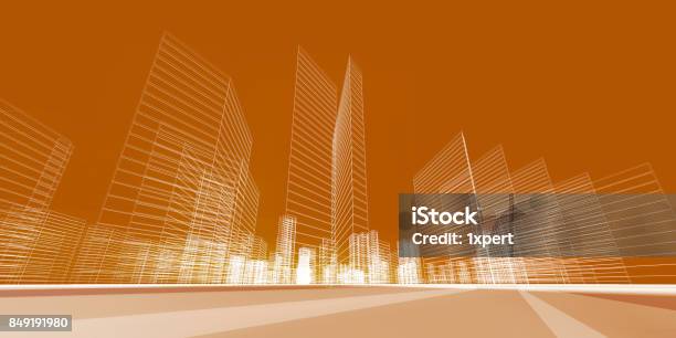 City Concept 3d Rendering Stock Photo - Download Image Now - Abstract, Angle, Architectural Feature