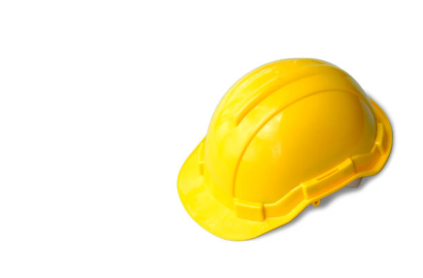 istock Yellow safety engineer helmet on a white isolated background. 849192564
