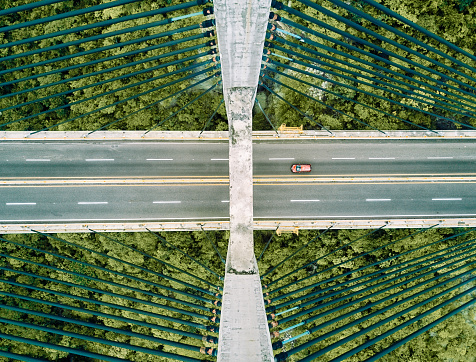 Aerial view of a bridge