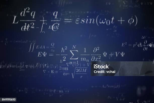 Background Of Many Physical Equations And Formulas 3d Rendered Illustration Stock Photo - Download Image Now