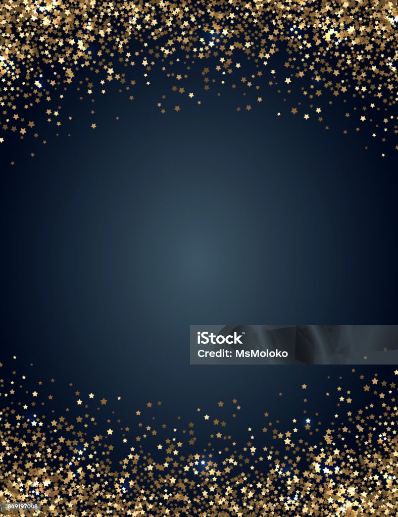 Fondo vertical festivo de Navidad y año nuevo con oro brillo de estrellas. Ilustración de vector - arte vectorial de Fondos libre de derechos