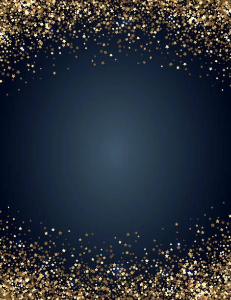 ilustrações de stock, clip art, desenhos animados e ícones de festive vertical christmas and new year background with gold glitter of stars. vector illustration - first class illustrations