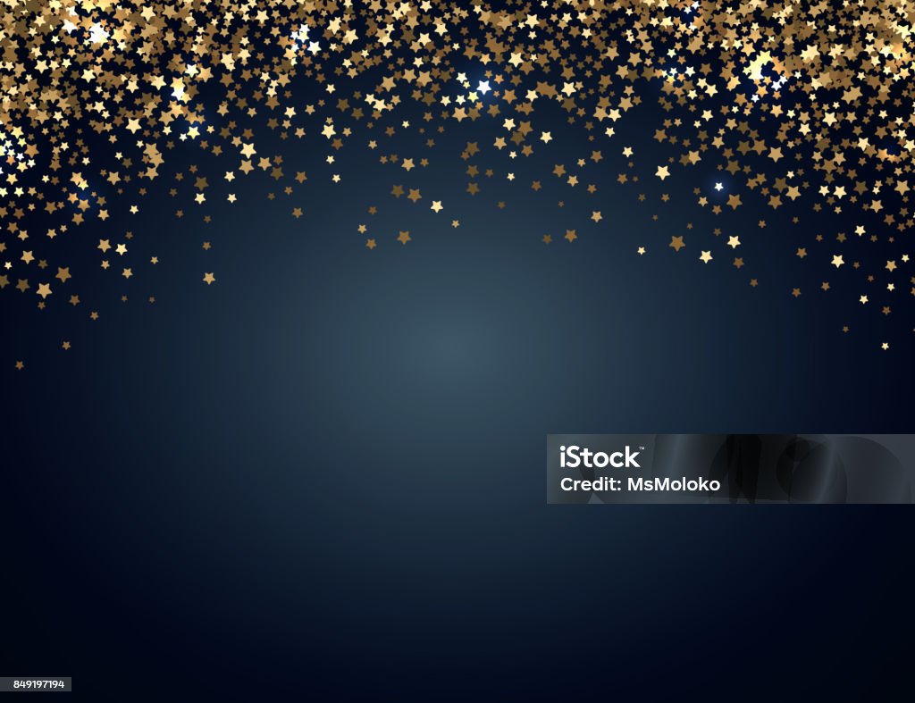 Festive horizontal Christmas and New Year background with gold glitter of stars. Vector illustration Festive horizontal Christmas and New Year background with gold glitter of stars. Vector illustration. Backgrounds stock vector