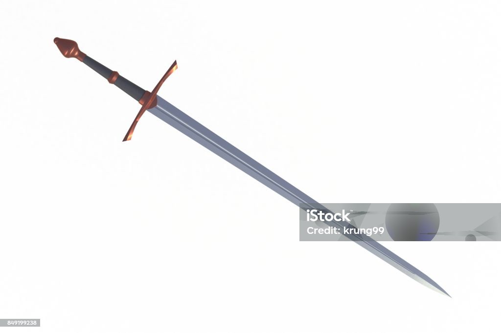 Longsword Diagonal Sword Displayed By Diagonal Isolated On White Background 3d Rendering ...