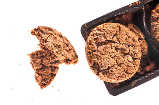istock Chocolate cookies close up isolated on white background. 849202248