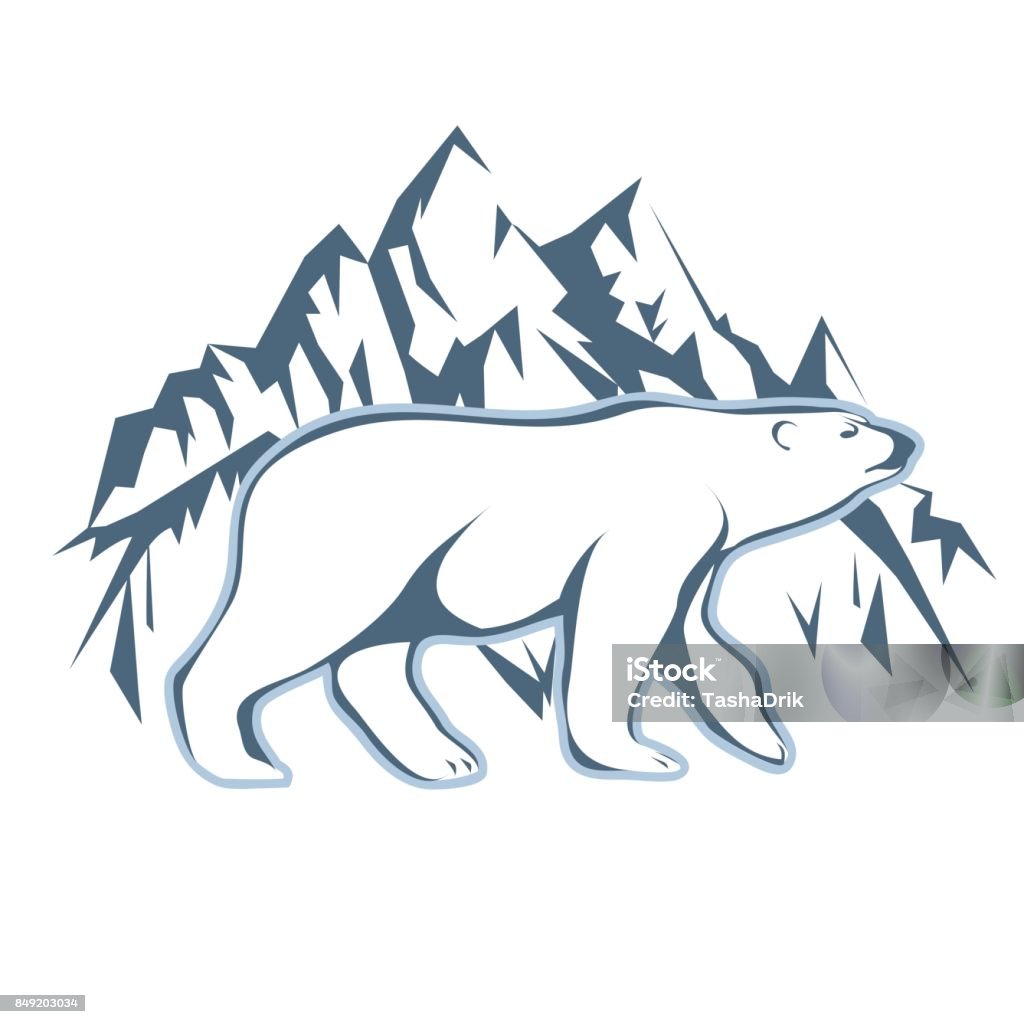 Gấu Bắc Cực Trắng Được Vẽ Trên Nền Núi Tuyết Hình minh họa Sẵn có ...