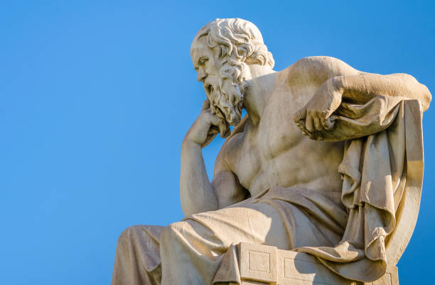 marble statue of the great ancient greek philosopher socrates. - mythology marble close up architecture imagens e fotografias de stock