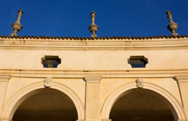 detail of the colonnade of villa manin - villa manin imagens e fotografias de stock
