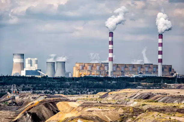 Environmental degradation in coal-fired power station in Belchatow, Poland