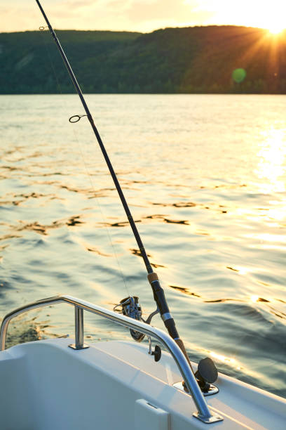 istock spinning with the coil on the background of the river 849226614