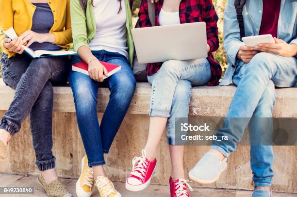 Young Students On Campus Stock Photo - Download Image Now - Education, Teenager, Back to School