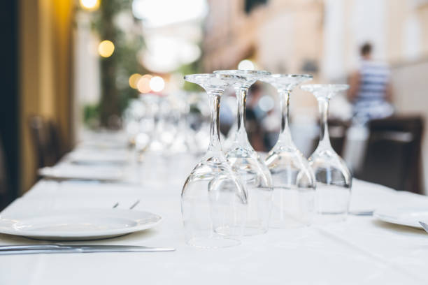 Empty restaurant table on the street of old town