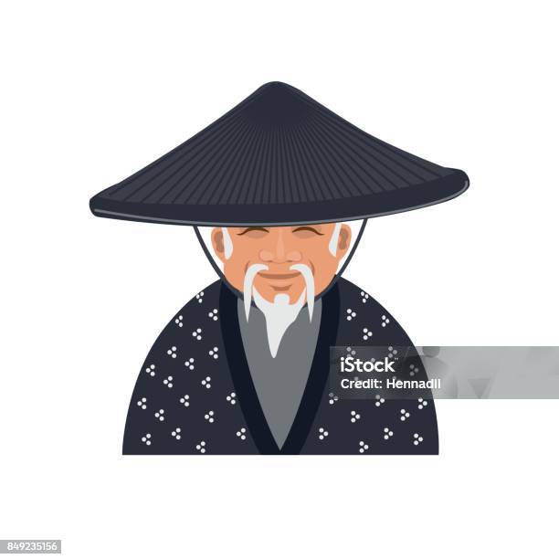 Older Japanese Man Stock Illustration - Download Image Now - Chinese Ethnicity, Chinese Culture, Men