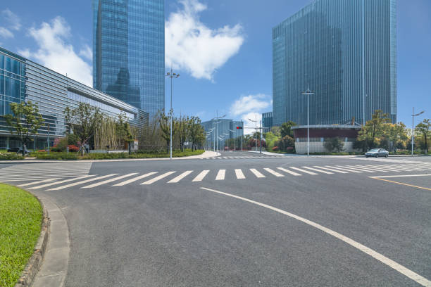 istock Empty road front of modern buildings 849238422