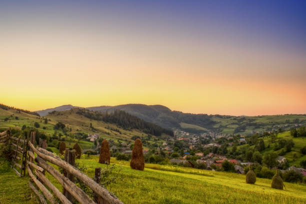 istock Sunset in a village between mountains, peaceful view 849242416