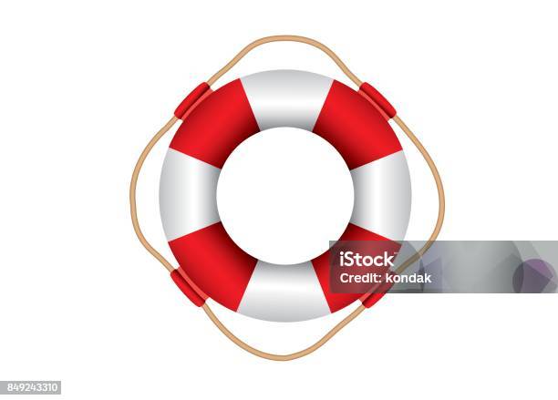 Vector Illustration Of Red And White Lifebuoy Stock Illustration - Download Image Now - A Helping Hand, Accidents and Disasters, Assistance