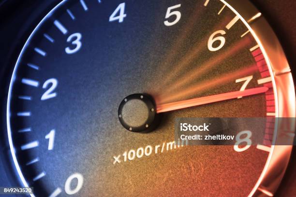Accelerating Dashboar In Car Stock Photo - Download Image Now - Speed, Speedometer, Full