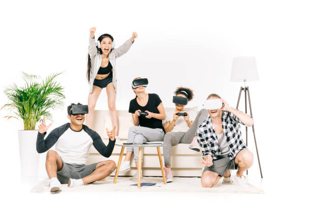 istock Friends in virtual reality headsets 849243636