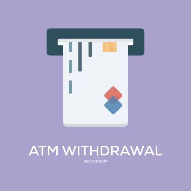Vector illustration of ATM WITHDRAWAL VECTOR ICON