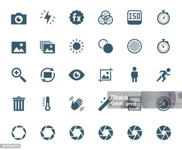 Photography And Digital Camera Related Vector Icon Set Stock Illustration - Download Image Now