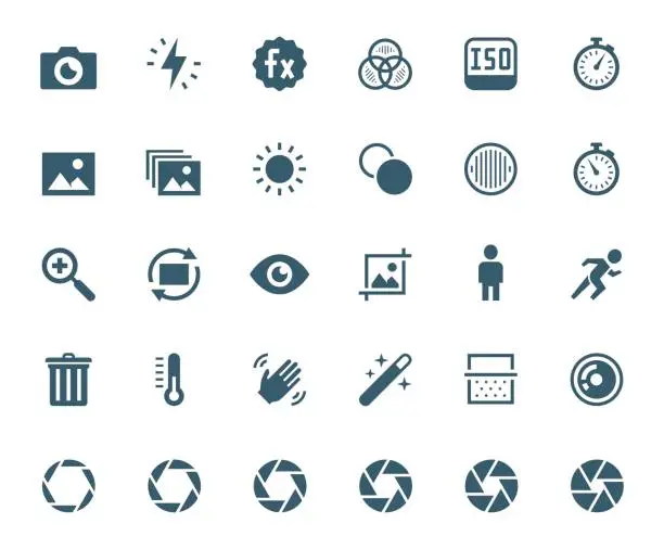 Vector illustration of Photography and digital camera related vector icon set
