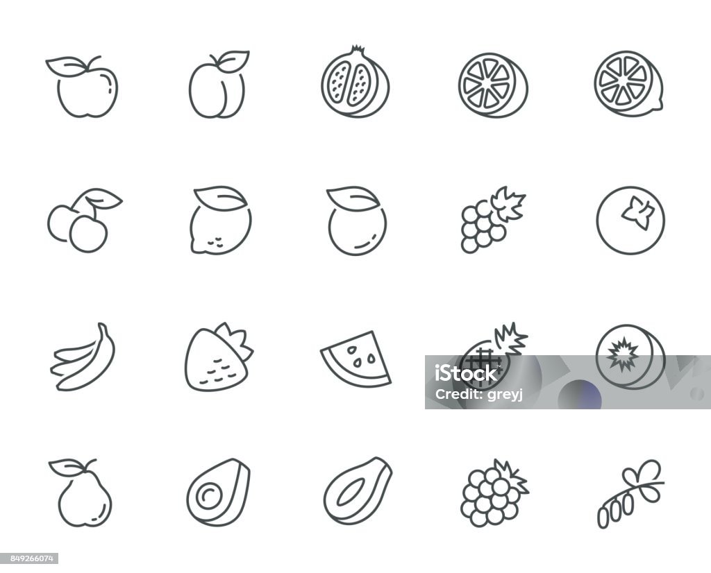 Icono de frutas vectoriales en estilo de línea fina - arte vectorial de Ícono libre de derechos