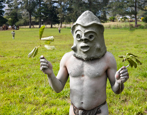 portrait of Asaro Mudman tribe man in Mount Hagen festival - 16-08-2014 Papua New Guinea