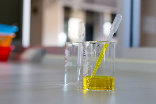 Experiment chemical solution mixing liquids.